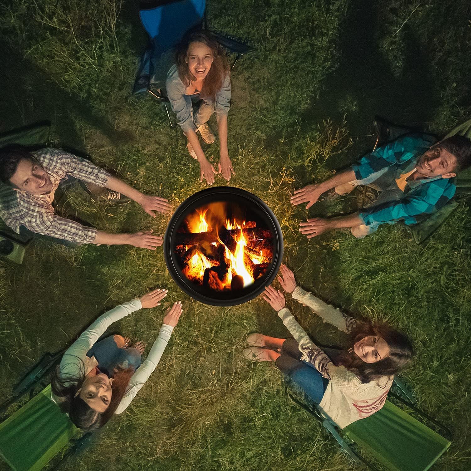 Outdoor 22 Inch Fire Pit Fireplace Steel Burning Patio Bonfire Bowl BBQ Grill Firepit with Spark Screen and Fireplace Poker for Backyard Garden Camping Bonfire Patio (22 Inch) : Garden & Outdoor