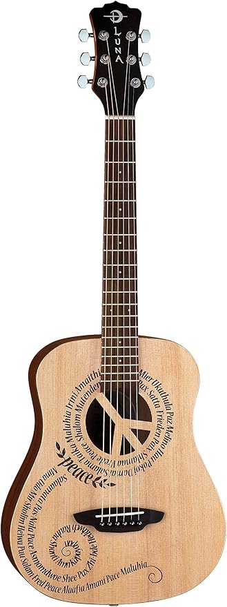 Luna Safari Peace Travel Acoustic Guitar With Gig Bag Amazon Co Uk Musical Instruments