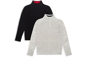 SEZZIT Little & Big Boys' Sweaters, Kids Quarter Zip Knit Pullover, Boys’ Sweater with Collar, Casual Knitted Outfit, 2 Pack