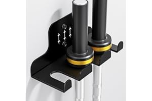 JNIHEEP Barbell Wall Holder,Olympic Hanger,Garage Gym Bar Wall Rack,Vertical Barbell Mount Rack,Space Saving Commercial or Home Gym Accessory,Holds Under 33mm Bar Size(Black)