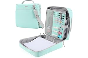 HINOOR 3-Inch 3-Ring Zipper Binder with Shoulder Strap, D-Ring Zip Up Binder with 700 Sheets Capacity, Compatible with 13" MacBook, 12.9" Tablet, for Middle School, College, Office (Mint Green)