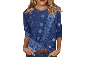 ROKIACDE Womens 3/4 Sleeve Tops 2024,Long Sleeve T Shirt Ladies Tops and Blouses Round Neck Shirts Flowers Graphic Tunic
