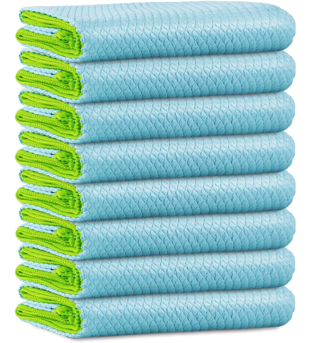 Photo 1 of Microfiber Cleaning Cloth Lint Free Glass Cleaner Window Polishing Streak Free Miracle Easy Clean Rag Reusable for Mirror Kitchen Dish Auto Detailing,Pack of 8, 12'' x 16'', Light Blue