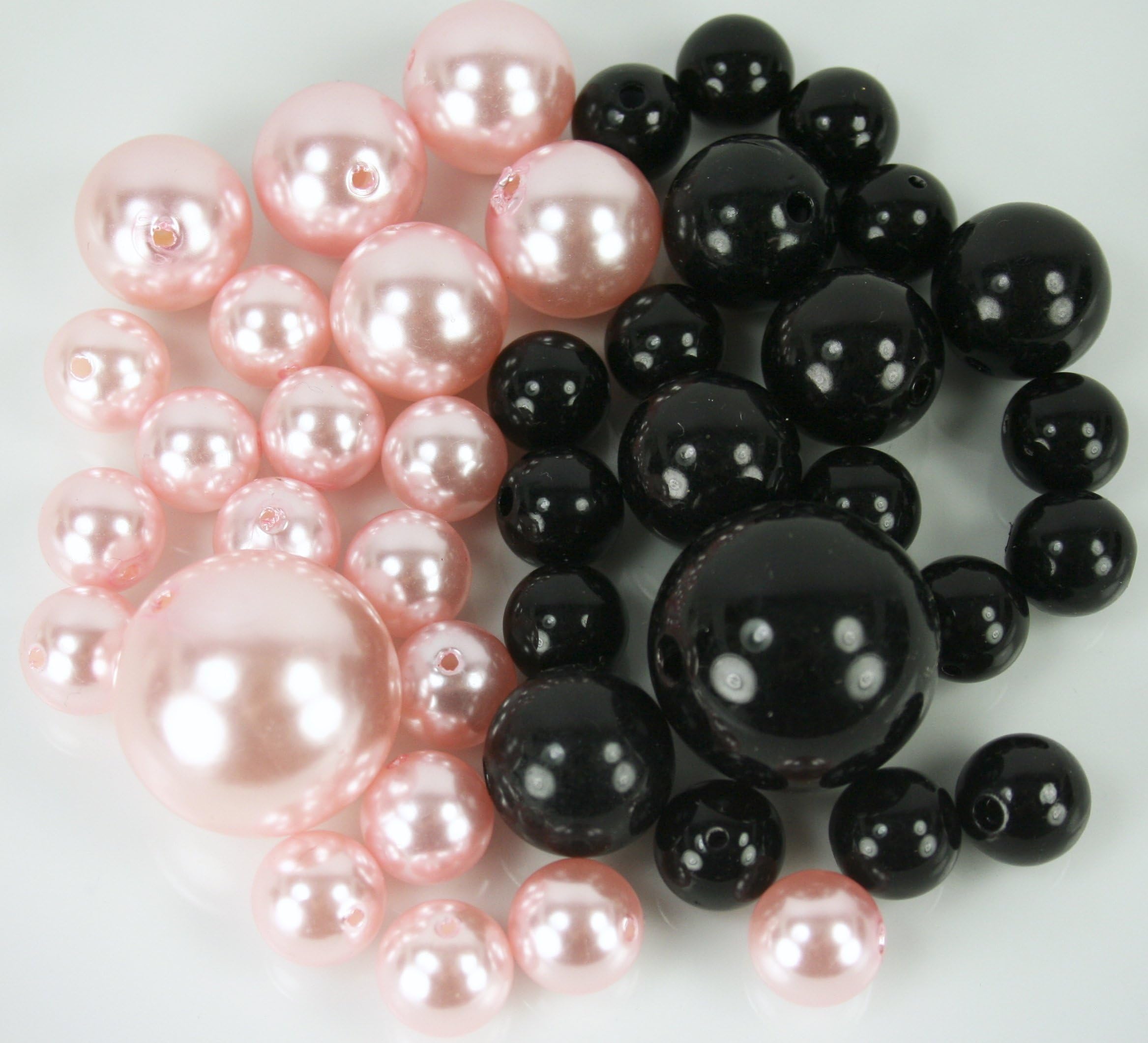DPC Bulk Buy !!! Elegant Vase Fillers 330 Assorted Oversized Pearls Beads - Unique Decorative Gems Wholesale (Pink, Black)