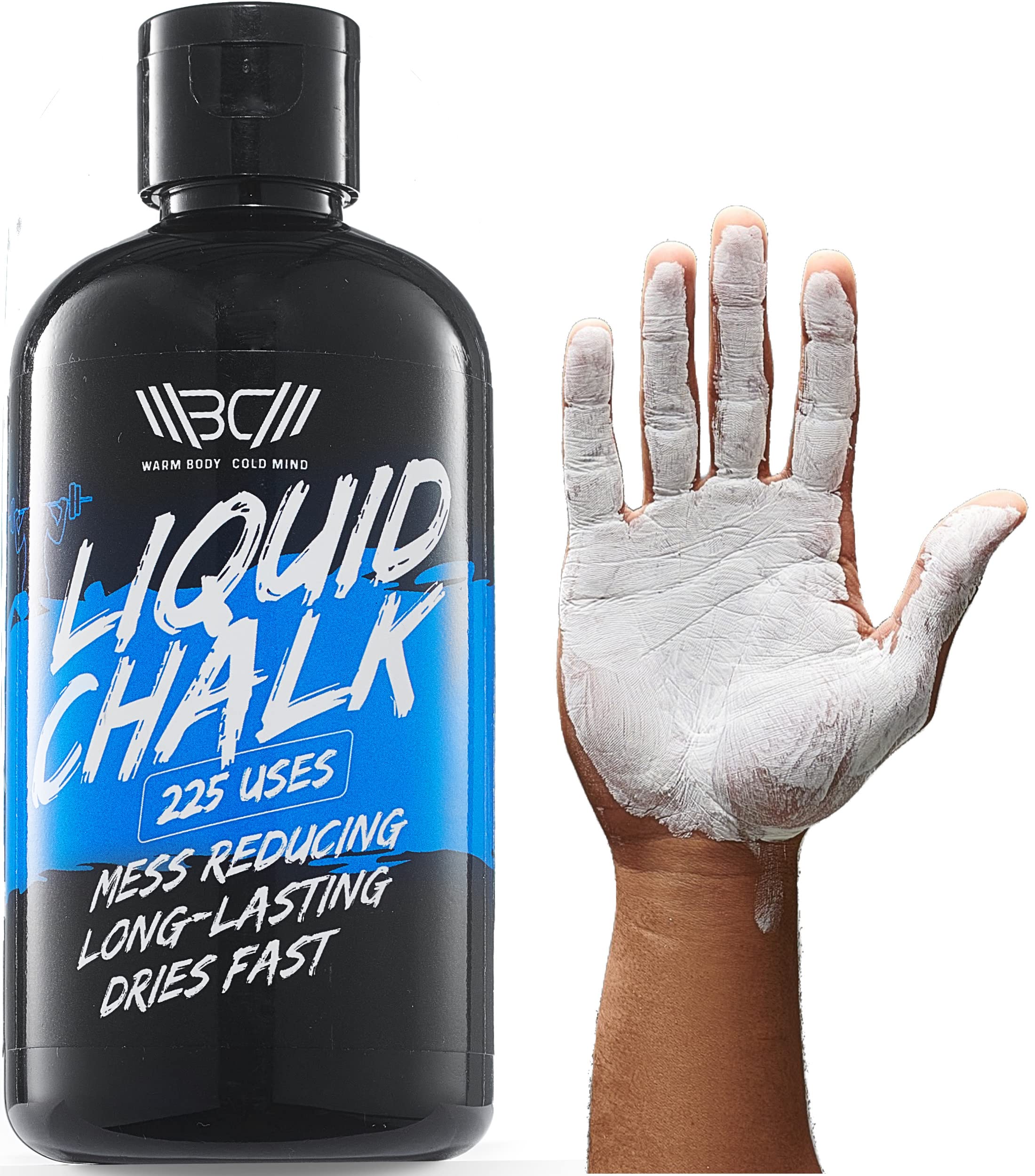 WARM BODY COLD MIND Mess Free Liquid Chalk for Weight Lifting - Hand Grip for Cross Training, Climbing, Gymnastics, Weightlifting, Powerlifting, Deadlift, Pole Dancing (250 ml White)