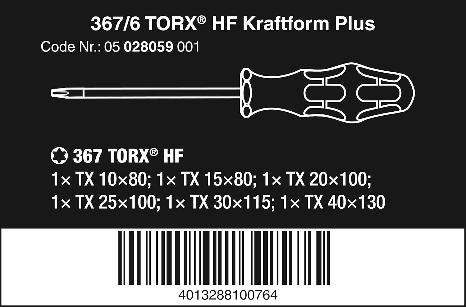 Wera 05028059001 Kraftform Plus 367/6 TORX HF (Holding Function) Screwdriver Set, TX10 to 40, 6 Piece, Multi-coloured - Image 3