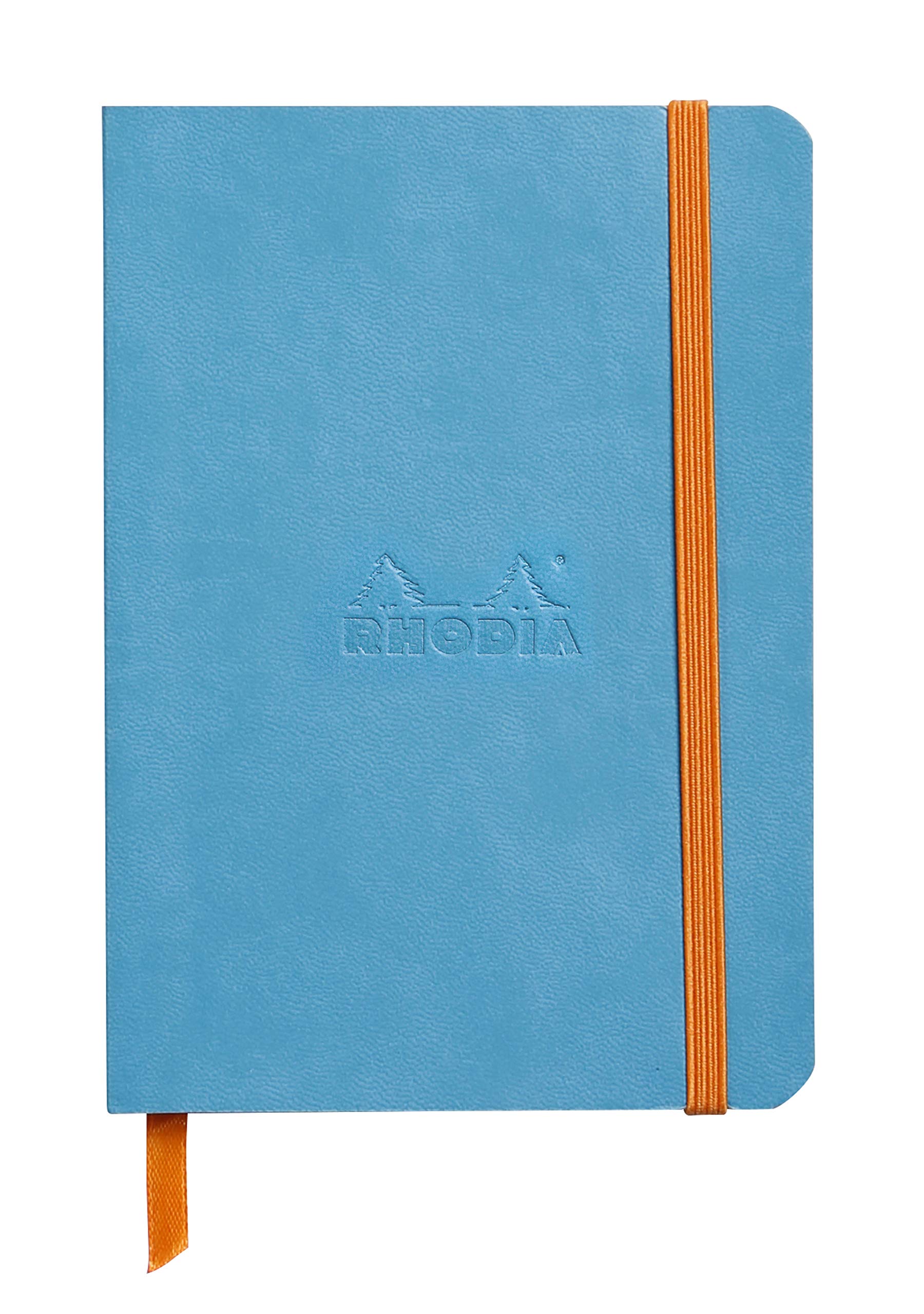 RHODIA 117357C - Soft Turquoise Notebook - A6 - Dotted Dot - 144 pages - Clairefontaine Ivory Paper 90 g/m - Bookmark, Elastic Closure - Faux Leather Cover - Rhodiarama Collection