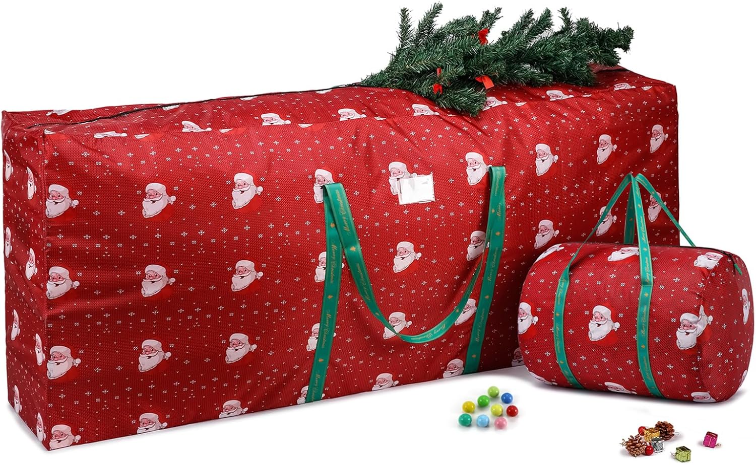Holiday Décor Storage - YikuStyle Christmas Tree Storage Bag Fits up to 9ft Disassembled Tree, Waterproof Large Holiday Xmas Artificial Tree Bags 7.5, XL Heavy Duty Assembled Tree Duffel Bag with 1 Ornament Storage Bag(Red)