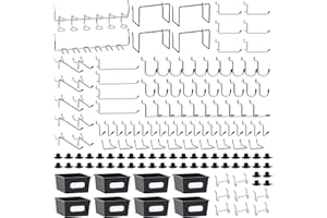 FRIMOONY Peg Board Organizer Accessories, Pegboard Hook Locks, Bins, for Organizing Pliers, Wrenches, Screwdrivers, 202-Piece
