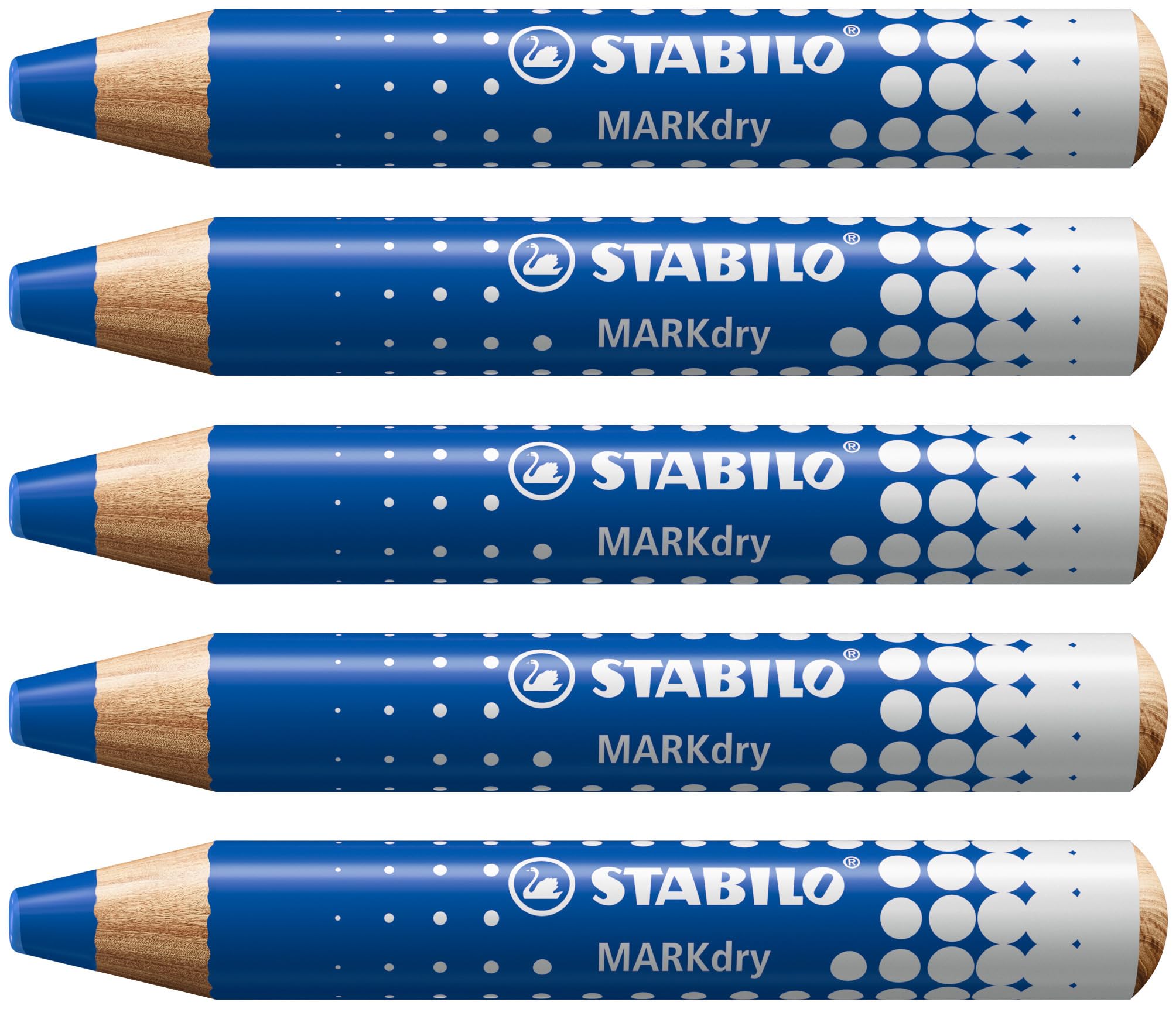 STABILO MARKdry - Whiteboard and Flipchart Marker Pencil - Pack of 5 - Blue