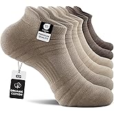 CS CELERSPORT 6 Pack Athletic Running Ankle Socks, Cotton Low Cut Cushioned Anti-Blister Tab Sports Socks Men Women