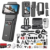 SJCAM C400 3-in-1 Handheld Action Camera | Compact Multi-Mode Vlogging Cam with Built-in Grip & Touchscreen Controls | Waterproof Mini Camera for Travel (C400) + 50-in-1 Action kit + 64GB Card + More