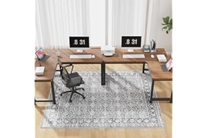 KEYDOL Modern Grey 60" x 75" Hard floor Chair Mats, Machine Wash Computer Chair Mat for Hardwood,Easy Glide Rolling Chairs Mat for Office & Home,Anti-Slip Floor Protector for Tile Floors,Foldable Office Mats