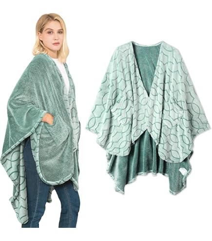 Poncho Capa Super Suave Para Mujer - Manta Portátil, Abrigo Ligero Y Elegante Para Salir O Estar En Casa