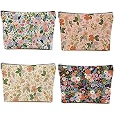 CSHVJ 4PCS Aesthetic Floral Makeup Bags for Women, Cute Flower Aesthetic Cosmetic Bag, Coquette Travel Toiletry Bag, Portable Zipper Pouch Cosmetics Pouch Gifts for Women Girls Friends