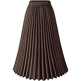Basoteeuo Womens Skirt Leopard Print Midi Long Shirring Pleated Skirts High Waisted A Line Skirts