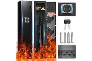 HEANVO 2-3 Rifle Gun Safe - Quick Access with Alarm, Digital Keypad, Compact Long Gun Safe with Removable Spacer and LED Lights