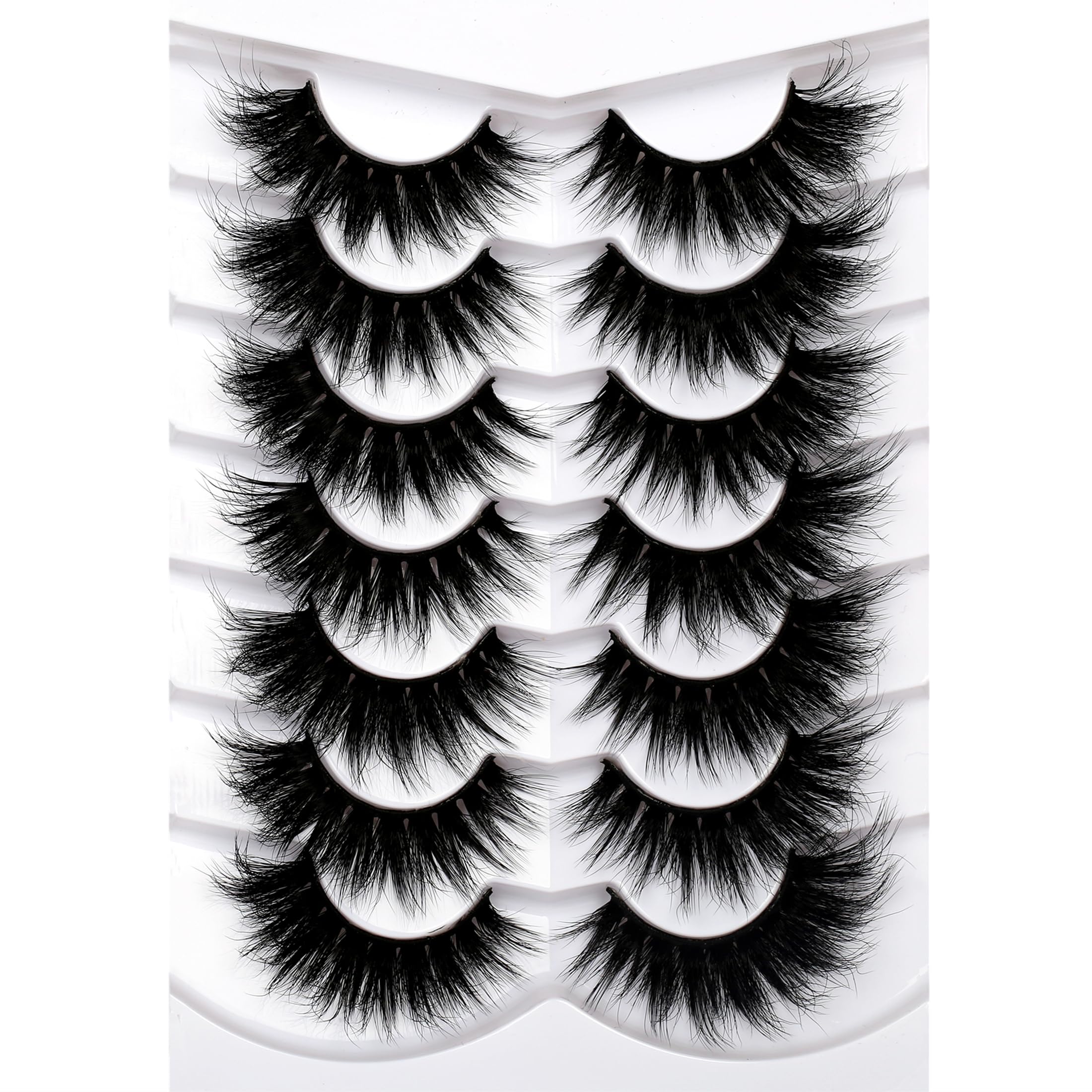 Photo 1 of Pooplunch Cat Eye Look Dramatic False Eyelashes Extension Volume Thick 20MM Long Wispy 8D Soft Faux Mink Lash Fake Eyelashes Strips 7 Pairs Pack