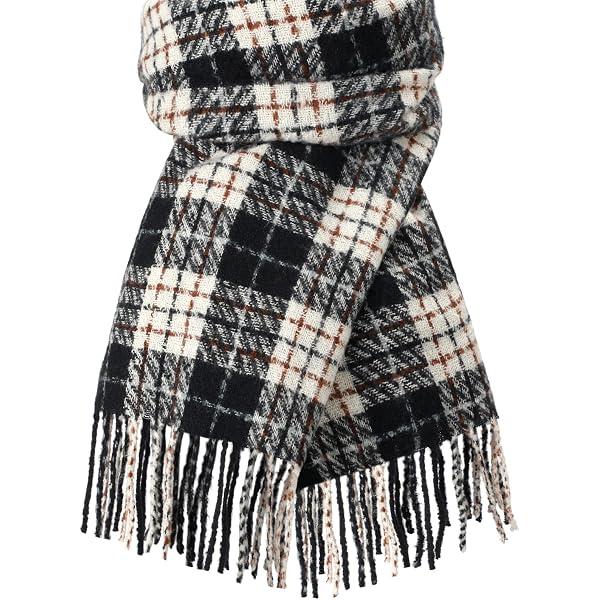 LumiSyne Winter Tartan Wool Scarf - Plaid Cashmere Feel Scarf With Tassels For Men & Women