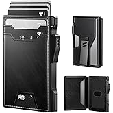 typecase Wallet for Men: Rfid Blocking Wallet 9-13 Card Capacity with Money Clip Slim Leather Front Pocket Smart Pop Up Card Case Bifold Minimalist Wallet with Gift Box - Atlanta Black