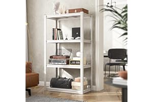 Raybee Garage Shelving Heavy Duty Load 1600LBS Storage Shelves Heavy Duty Metal Shelving Adjustable White Metal Shelves for Kitchen Pantry 27.5" W x 13.8" D x 57" H