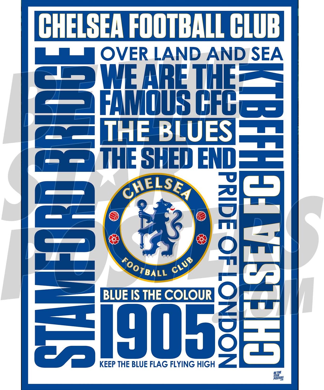 Chelsea Fc A3 Word Poster Print Wall Art Officially Licensed Product Available In Sizes A3 A3 Amazon Co Uk Sports Outdoors
