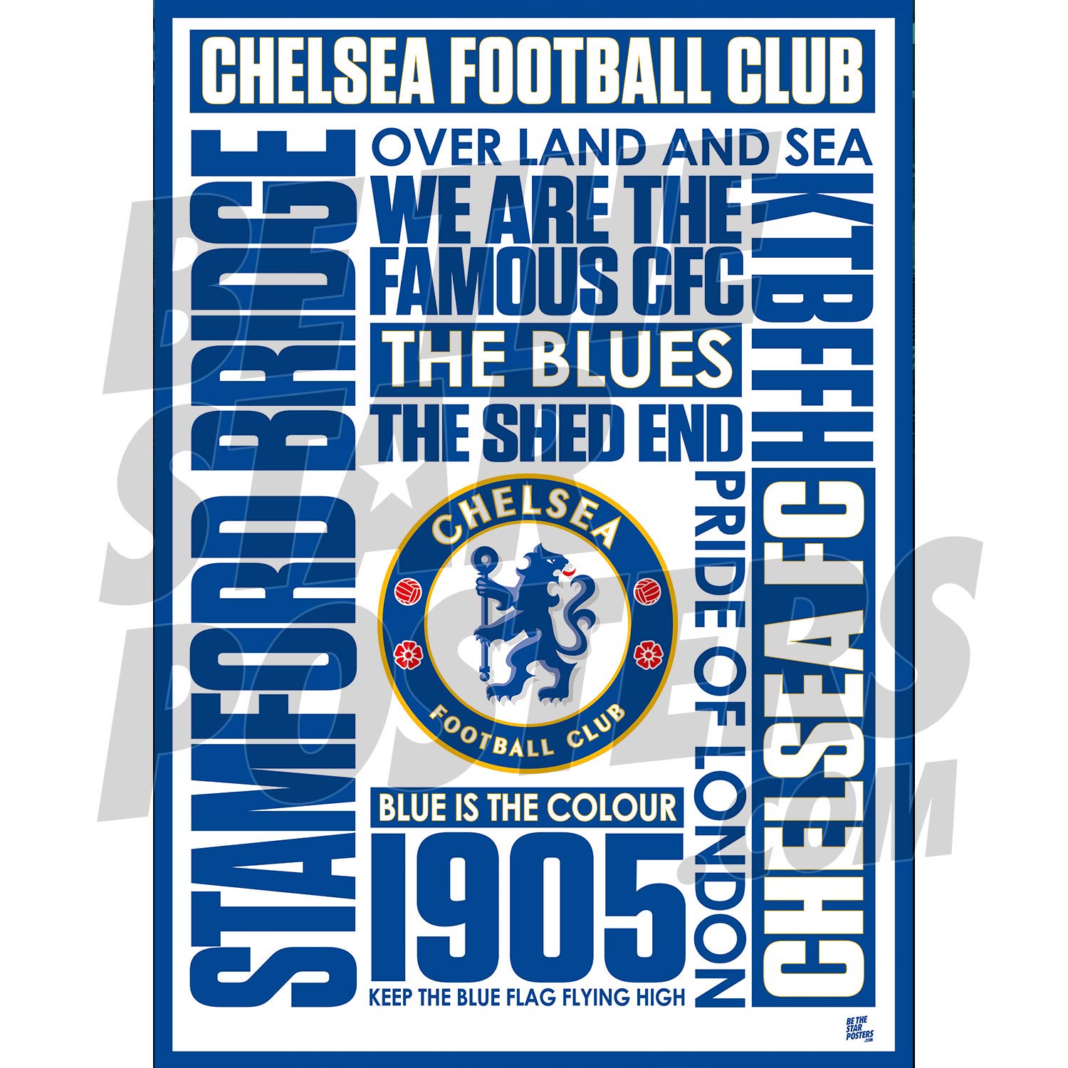 Be The Star Posters Chelsea FC A2 Word Poster/Print/Wall Art - Officially Licensed Product - Available in Sizes A3 & A2 (A2)