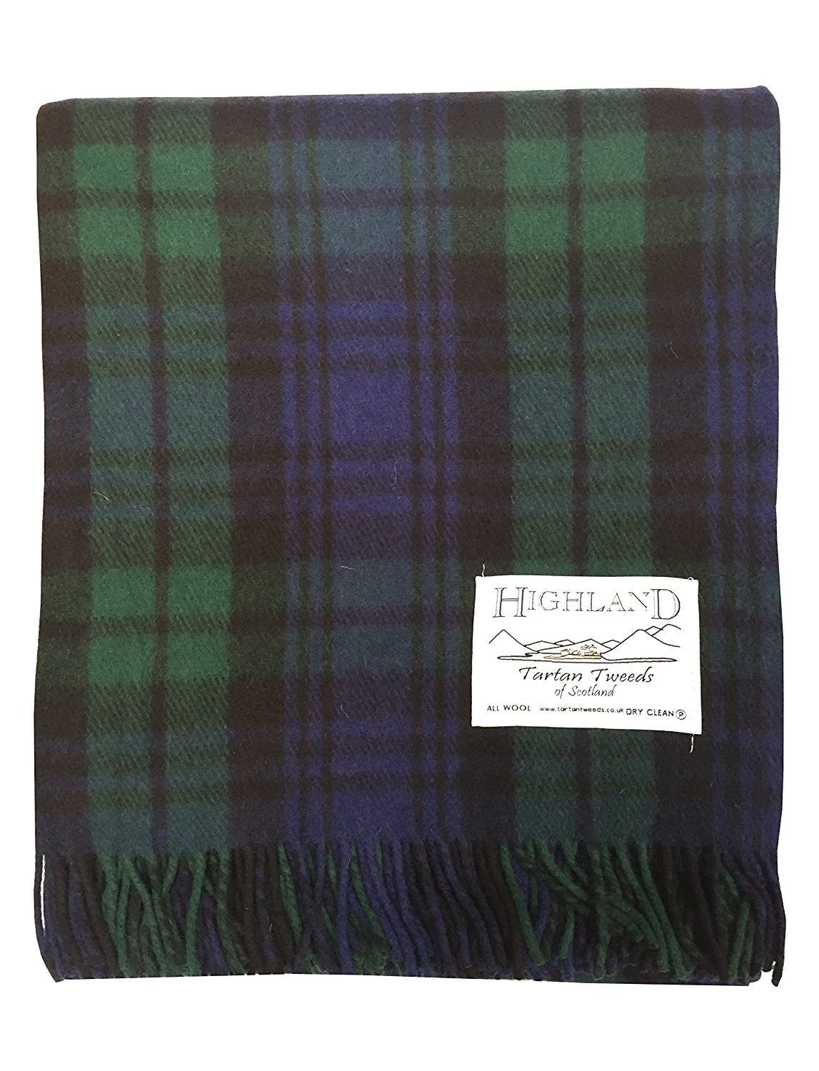 Scottish Highland Tartan Tweeds 100 Wool Tartan Rug/Blanket 11 Tartans Available (Black Watch