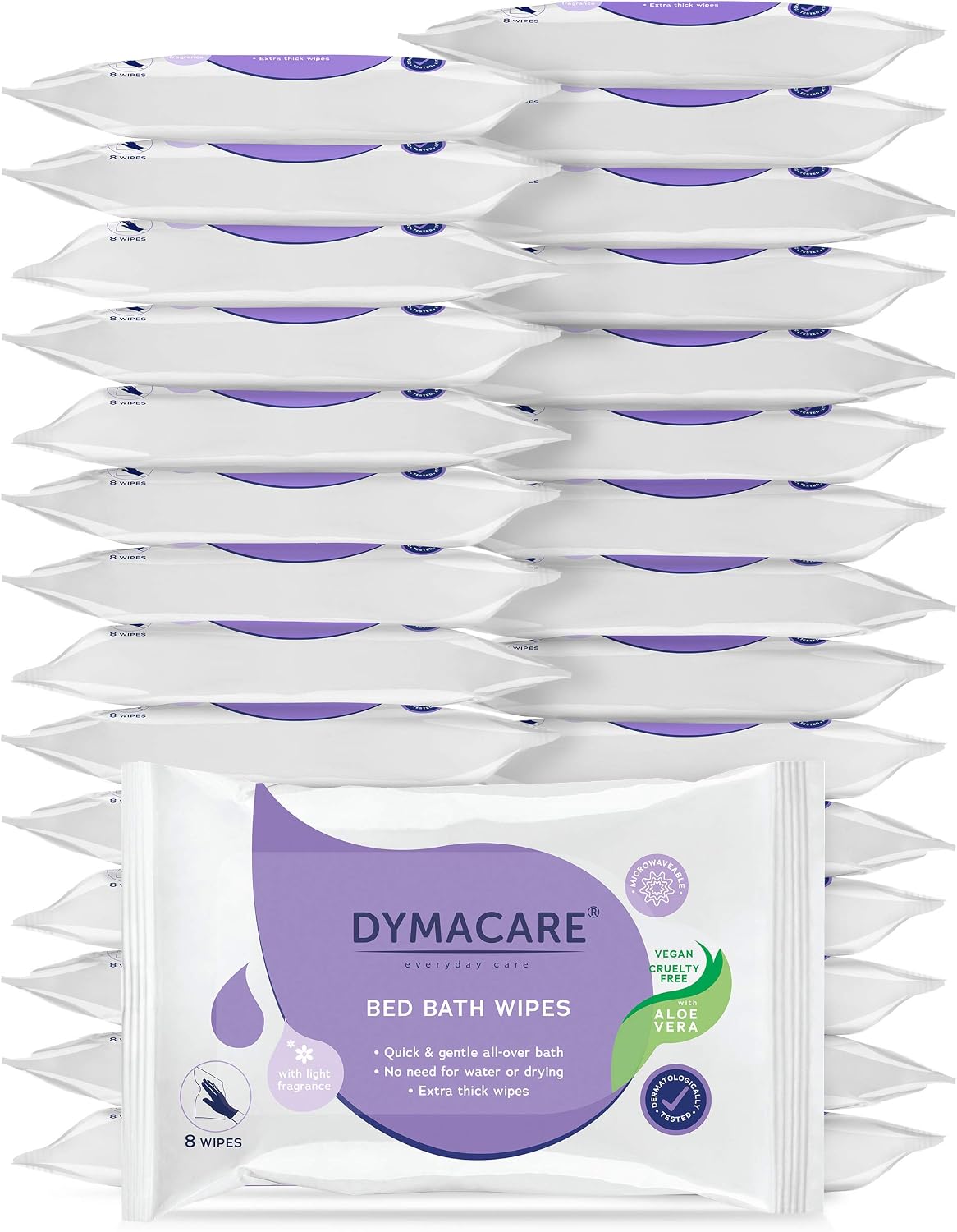 DYMACARE Fragranced Bed Bath Wipes, 8 count (Pack of 30)