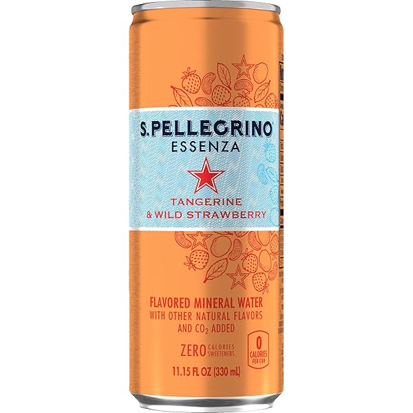SAN PELLEGRINO TANGERINE & WILD STRAWBERRY MINERAL SPARKLING WATER 11.15 FL OZ (PACK OF 8)