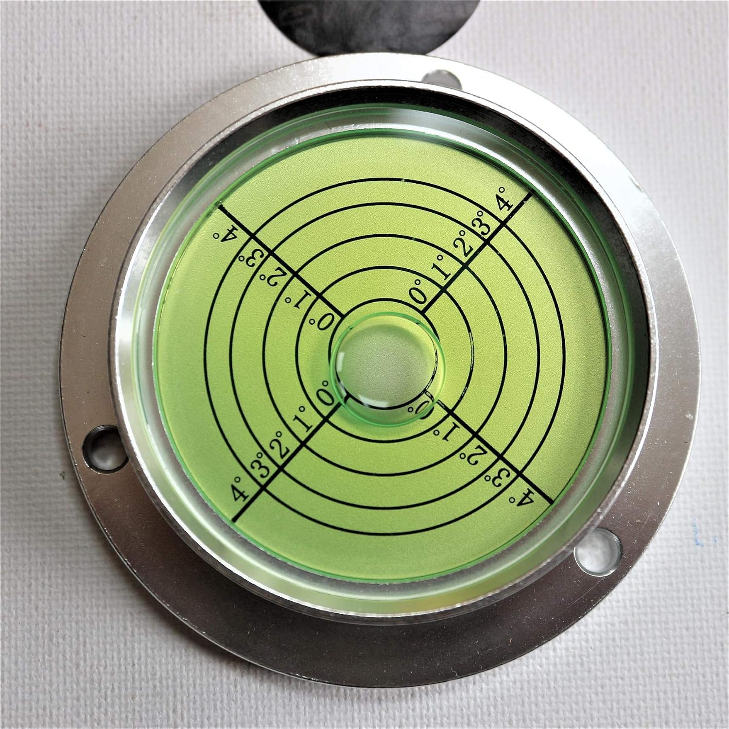 90mm Flanged Metal Circular Angle Spirit Bubble Degree Level (Green aqueous) Degree Marking - Green