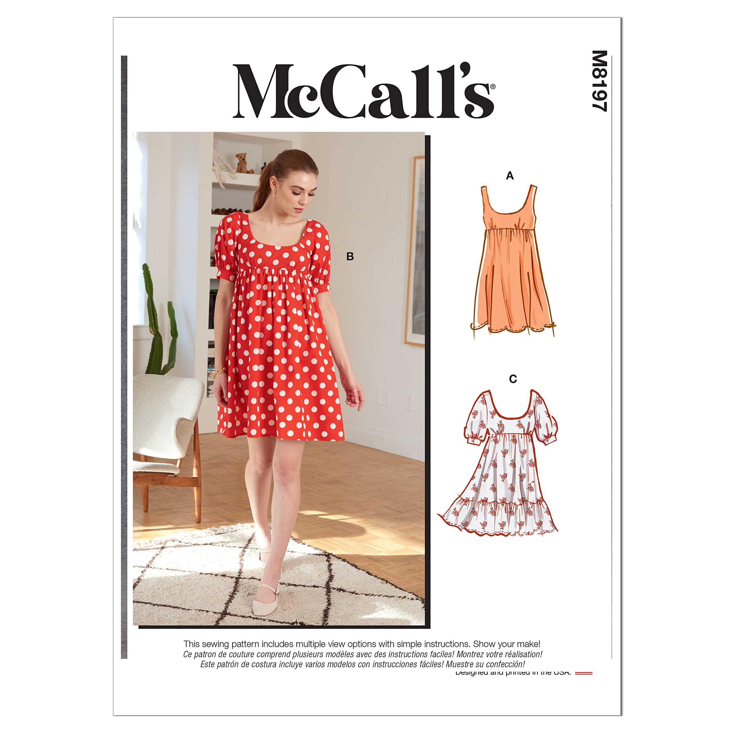McCalls Sewing Pattern M8197A5 A5 (6-8-10-12-14) Misses' Dresses, Multi Colour