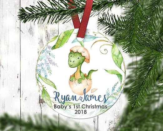 baby's first christmas dinosaur ornament