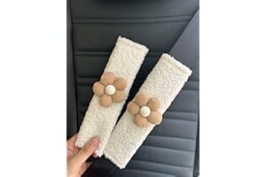 BNTR Car Seat Belt Cover 2 PCS Stocking Stuffers Cute Creative Flower Safety Seatbelt Shoulder Pad Auto Accessory Neck Cushion Protector Seatbelt Shoulder Protector Nice Gift (2-Pack Brown Flower)