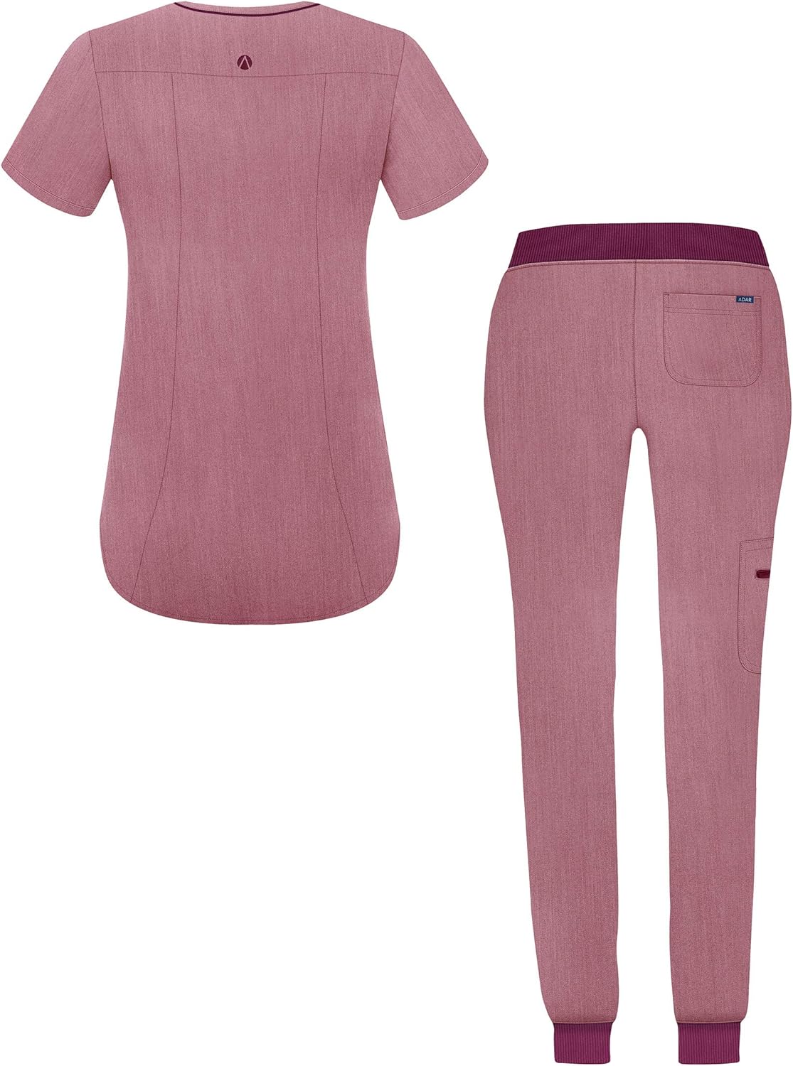 Adar Pro Heather Modern Athletic Scrub Set for Women - Modern V-Neck Scrub Top & Yoga Jogger Scrub Pants: Clothing