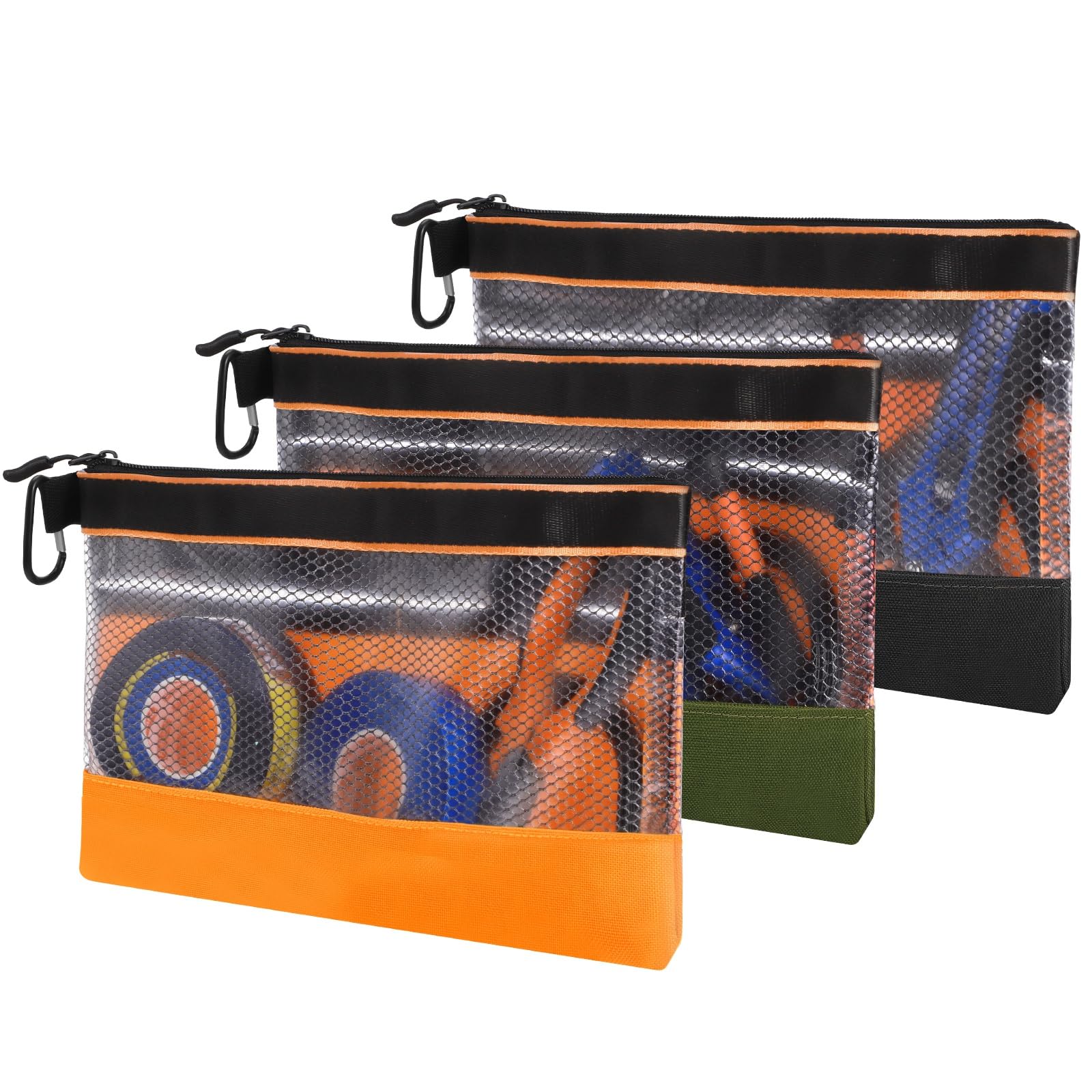 BESARME 3 Pcs 11.8" Clear Tool Pouch with Zipper