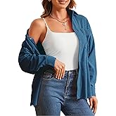 Alex Vando Womens Corduroy Shirts Long Sleeve Soft Boyfriend Button Down Shirts for Women