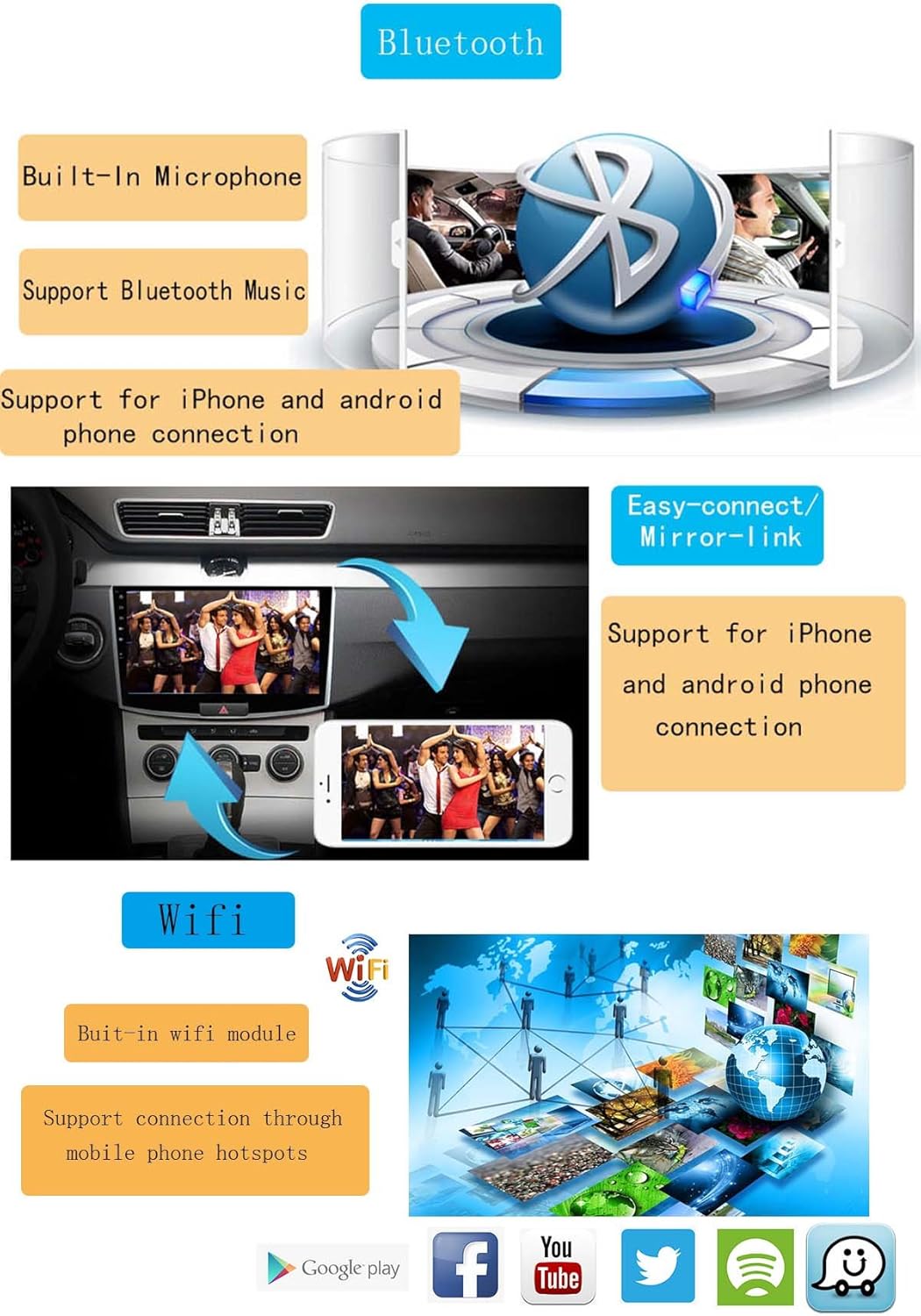 XISEDO Android 10.0 In-Dash 1 Din Car Stereo 7" Autoradio 8-Core RAM 4G ROM 64G Head Unit Car Radio Sat Nav Car GPS Navigation for Fiat Linea 2007-2012/ Fiat Grande Punto 2008 - Image 5