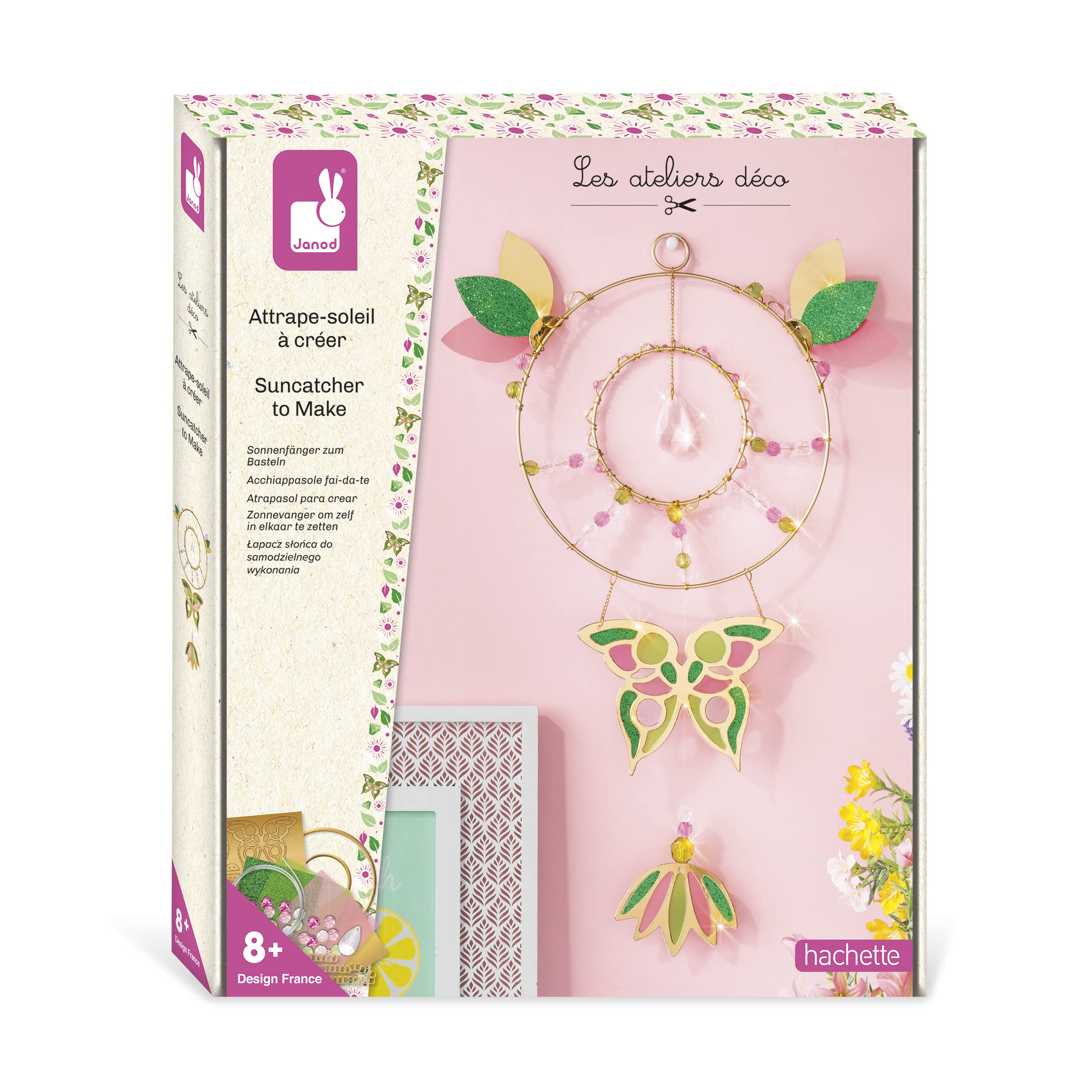 Janod - Create and Hang-Your-Own Sun Catcher - Les Ateliers Déco - Children’s Arts & Crafts Kit - Fine Motor Skills & Concentration - 8 Years +, J07739