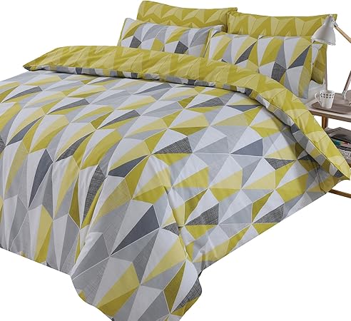 housse de couette 1 personne triangle jaune