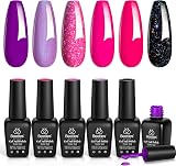 Beetles Neon Gel Polish Set 6 Colors 7.5ml Soak Off UV Glitter Swirl Spring