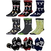 Cutecrop 6 Pairs Novelty Cocktail Socks for Men Funny Margarita, Mojito Martini Patterns Cotton Crew Socks Holiday Valentine's Day Birthday Cocktail Lover Gifts for Father Dad Husband Boyfriend