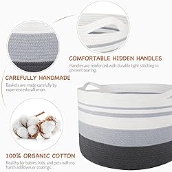 WISELIFE Storage Basket Large Cotton Rope Basket