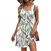 WIHOLL Women's Summer Dress 2026 A-Line Sleeveless Casual Sundress with Pockets Floral/Solid