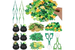 Zoketriton 302 Pcs St. Patrick's Day Sensory Bin Fillers Fine Motor Skills St. Patrick's Decorations Pompoms Shamrock Sticker
