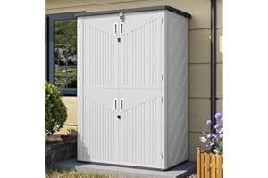 Aoxun Outdoor Storage Shed, 64 Cu.Ft Vertical Storage Sheds Outdoor with Floor, Outdoor Waterproof Storage Cabinet for Garage Storage, Pool Storage, Bike Shed, Garden Shed (White)