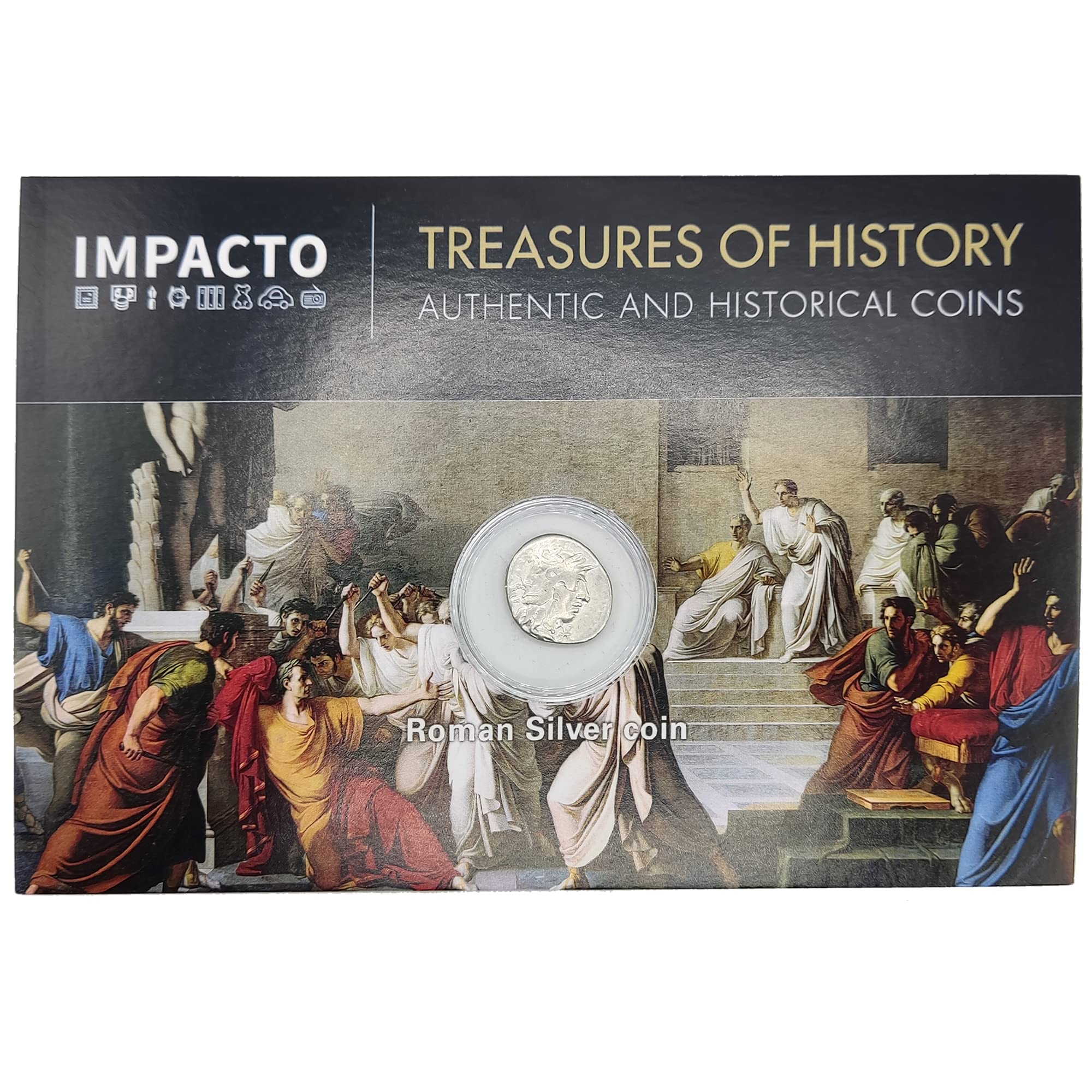 IMPACTO COLECCIONABLES Authentic Coins of Antiquity - 1 Silver Denary of the Roman Republic 509-27 BC Certificate of Authenticity