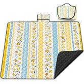 Extra Large Picnic Blanket Waterproof,80"x 80"Foldable Machine Washable Beach Blanket,Outdoor Blanket for 6-8 Adults,Suitable for Indoor Crawling,Park Beach,Camping,Hiking,Family Travel(Floral Print)