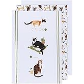 Now Designs Floursack Kitchen Towels Quick Dry Cotton Hand Towel Set, 3 Count, Cat Collective, 20 x 30 in