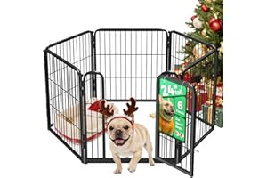 FXW Homeplus Unleashed Indoor Dog Playpen - Stress-Free and Safe Play, Heavy Duty 24 Inch 6 Panels Dog Pen for Puppy and Small Dogs, Black│Patented